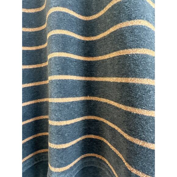 Zenergy by Chico's Charcoal and Golden tan Striped Cowl Neck Popover Sweater - Picture 2 of 6